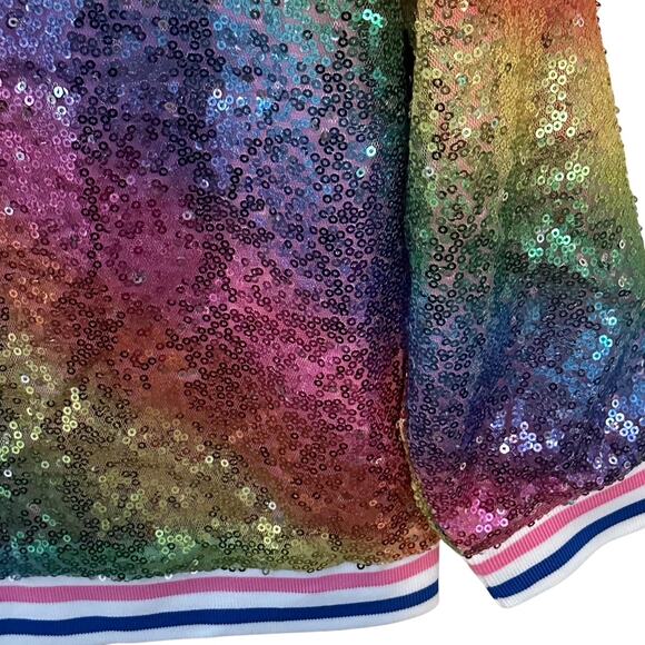 Abby & Evie Toddler Girls Light Weight Sequin Ombre Bomber Jacket 3T - Picture 10 of 14